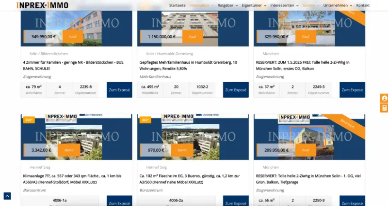 Website Detail Ansicht